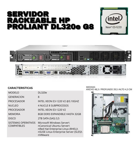 Servidor  Rackeable Hp Proliant Dl320e G8