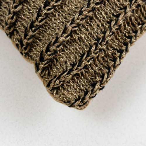 Cojín Chico Rectangular Tejido A Mano Yute Y Macramé Café Rayas