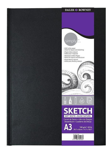 Caderno Sketchbook Daler Rowney Simply 100g A3 54fls Costura