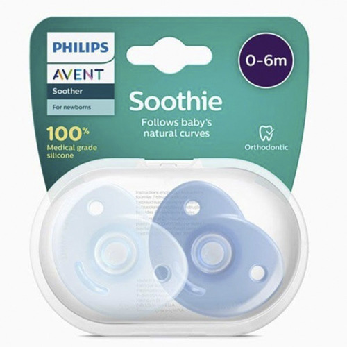 2 Chupones Philips Avent Soothie 0-6 Meses Azul