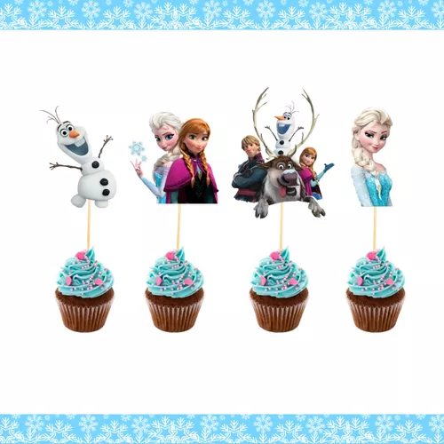 40 Pzas Mini Cake Topper Frozen Fiesta Infantil Para Cupcake