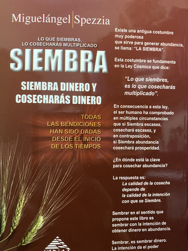 Libro Siembra Dinero Y Cosecharás Dinero Miguel A. Spezzia