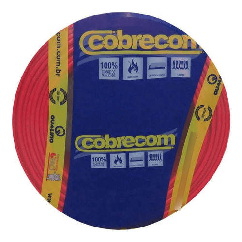 Cabo Cobrecom Flexivel 1,5 Vermelho Pt Com 100
