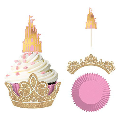 Amscan Disney Castle - Kit De Cupcakes Con Purpurina, Rosa Y