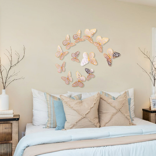 Calcomanías De Pared 3d Con Forma De Mariposa Hueca, 12 Unid