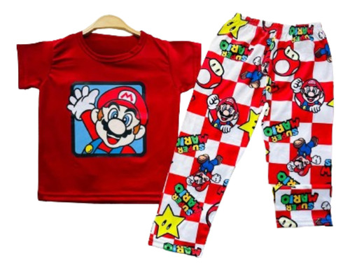 Pijama Infantil Mario Bross Niño Conjunto Playera Pantalón