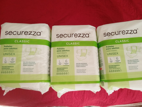 3 Paquetes De Pañales Para Adultos Securezza Classic L