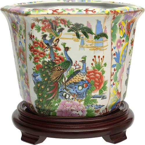 10  Satsuma Birds & Flowers Porcelain Flower Flower Pot