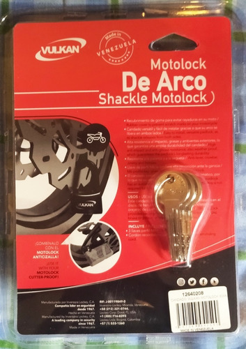 Imagen 4 de 6 de Candado Para Moto Cisa Vulkan De Arco 3 Llaves Seguridad M6