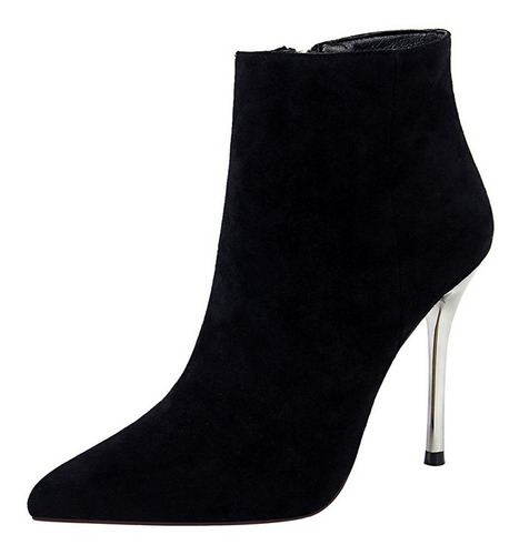 Ielgy Suede Botas Cortas Para Mujer Con Punta Puntiaguda