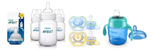 Set Recien Nacido Avent ® 3 Mamaderas Pack Box Regalo Varon