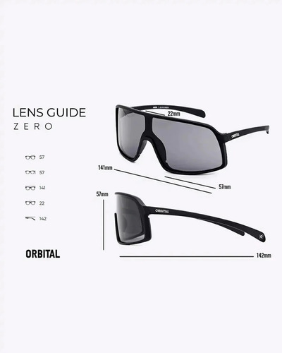 Anteojo De Sol Orbital Zero Negro Mate Envolvente Amarillo Negro Mate Negro Mate