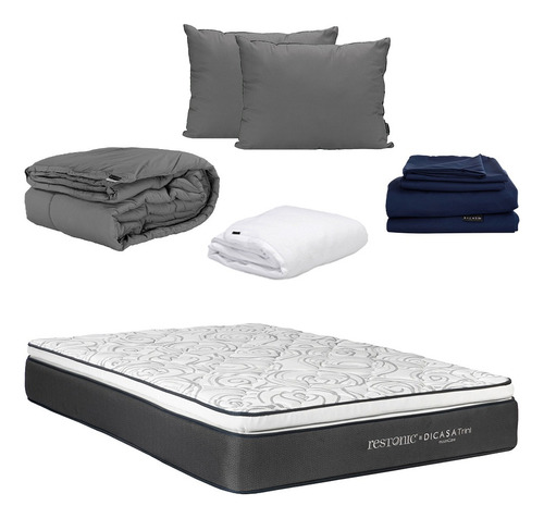 Colchón Queen Size Trini + 2 Pack + Cloud + Softy + Edredón