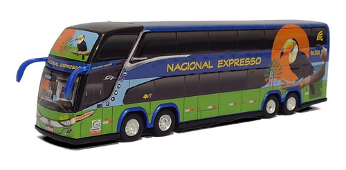 Miniatura Ônibus Nacional Expresso G7 4 Eixos Azul 30cm