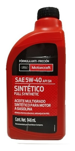 Aceite Sintetico Motorcraft 5w40 Para Motor A Gasolina