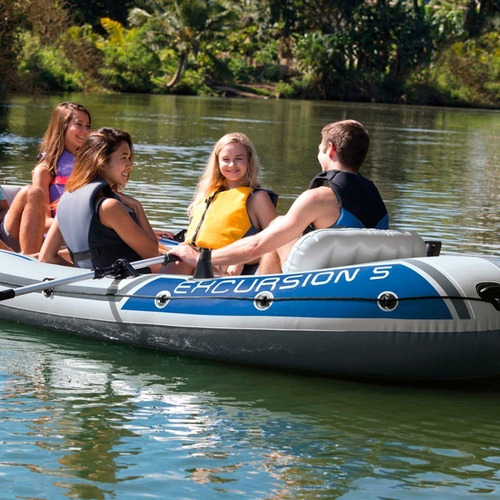 Imagen 2 de 8 de Bote Gomon Intex Excursion 5 Set Remos E Inflador Kayak