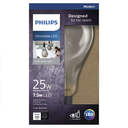 Foco Led Philips A50 Atenuable - Acabado Smokey Grey 7.5w Luz Blanco neutro