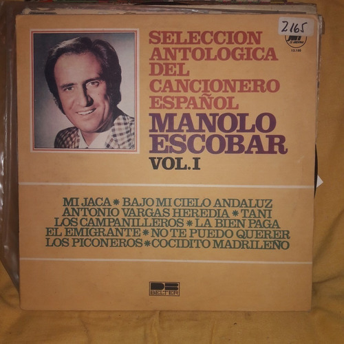 Vinilo Manolo Escobar Vol 1 Seleccion Cancionero Español M1