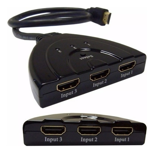 Switch Hdmi 3 Puertos X1 + Cable: Conecta Hasta 3 Dispositiv