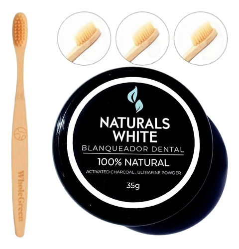 Blanqueador Dental + Cepillo De Bambu Coco Whithe