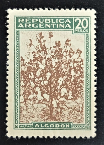 Argentina, Gj 816 Algodón 20p Sin Filigrana 1945 Mint L17232