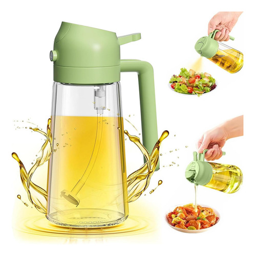 Botella Dispensadora De Aceite De Oliva 470 Ml Verde 2 En 1