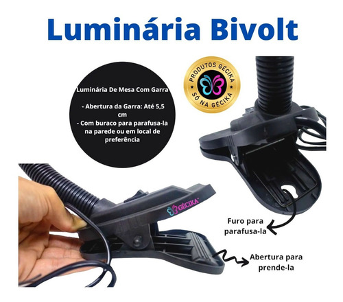 Imagem 4 de 4 de Luminaria De Mesa Articulavel Flexivel Manicure Unha Leitura