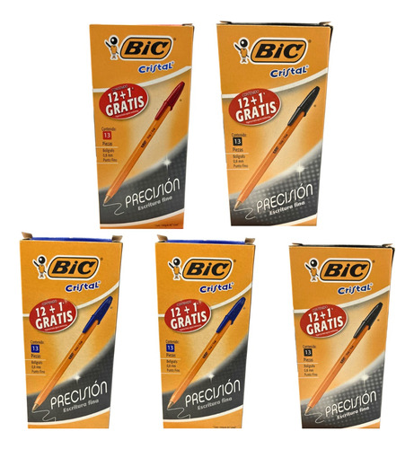 60 Boligrafos Bic Cristal Punto Fino 0.8 Mm Pluma - Negro