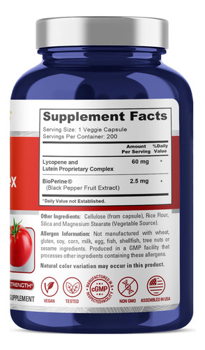 Suplemento Nusapure Licopeno E Complexo De Luteína 50 Mg 200