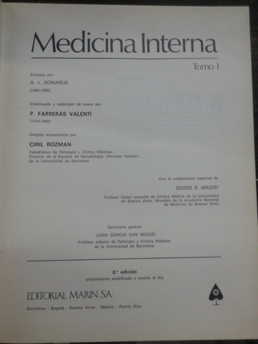 Imagen 3 de 8 de Medicina Interna * Farreras Velenti Y Ciril Rozman * 2 Tomos