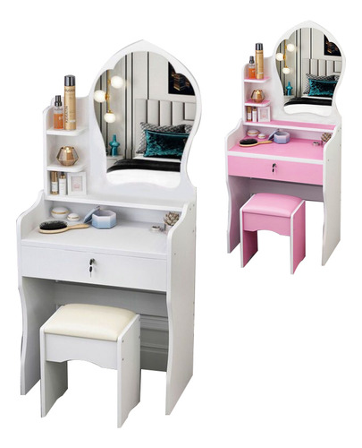 Multifuncional Tocador Vanity Con Espejo Y Cajón Recamara