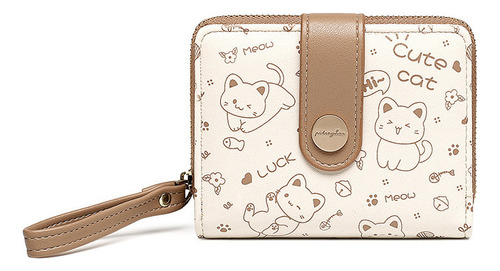 Minicartera Kawaii Con Estampado De Gatos Para Niñas, A La M