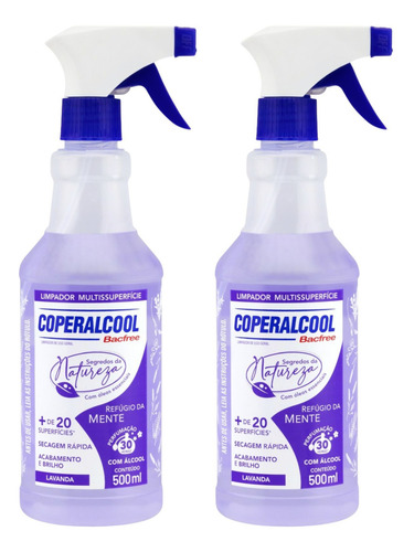 Kit 2 Un Alcool Limpador Coperalcool Lavanda 500ml