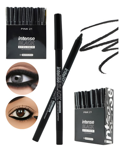 Lápiz Delineador Ultra Soft Pink 21 Intense Black Smokey Acabado Mate Color Negro