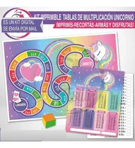 Comprar Kit Imprimible Juego Y Tablas De Multiplicar Unicornio