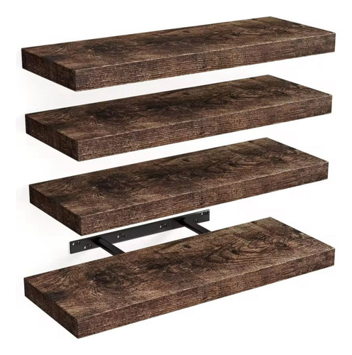 Estante Flotante Para Pared De Madera Con Ménsula Invisible Marrón Oscuro