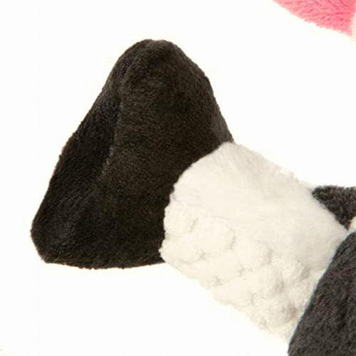 Godog Checkers Sitting Cow Squeaky Plush Dog Toy, Chew Guard