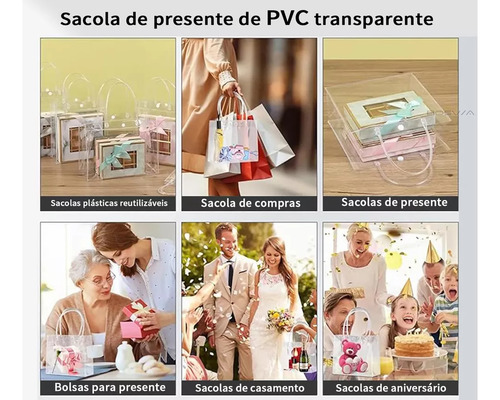 30 Fiestas Bolsas De Regalo Con Asa Transparente 17x23x