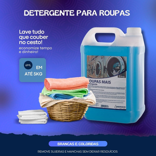 Detergente Lava Roupas Blue 5l Para Grandes Quantidades