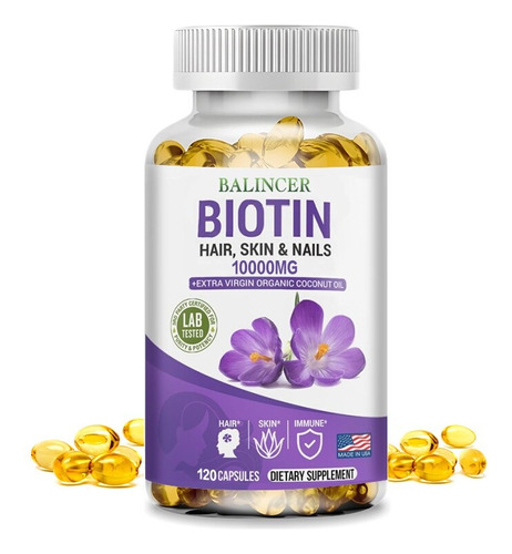 Biotina Softgels Balincer 10.000 Mcg Cabello Uñas 120 Cap