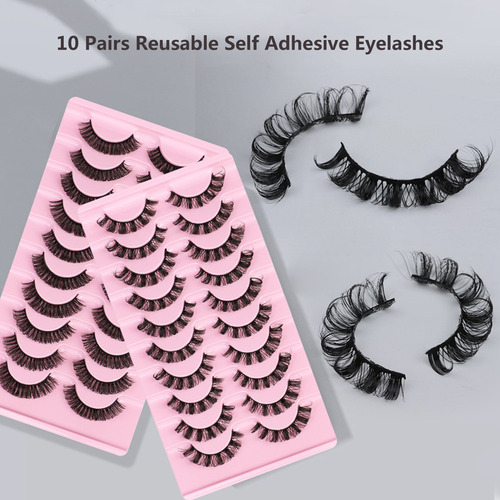 10 Pares De Pestañas Autoadhesivas Reutilizables Sin Pegamen