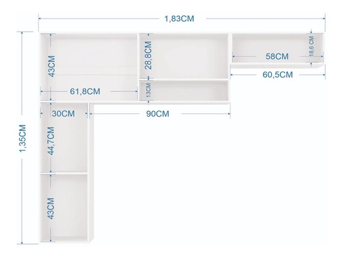 Imagen 3 de 3 de Mueble Superior Cocina 5 Puertas Anita Blanco En L
