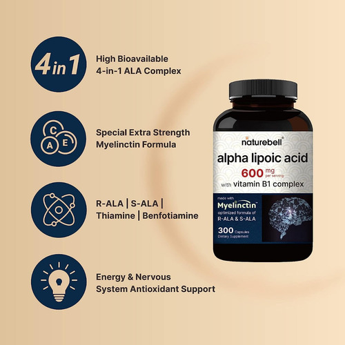 Suplemento En Cápsula Naturabell Suplementos Ácido Alfa Lipoico Vitaminas En Botella De 0l 300 Un