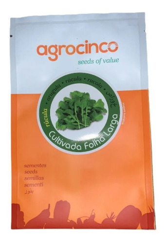 Semente De Rúcula Cultivada Folha Larga Agrocinco 100g