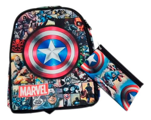 Morral + Cartuchera Comic Capitán América Maleta Avengers