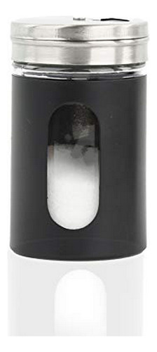 Salt Pepper Shaker Retro Single Spice Jar Glass - Black