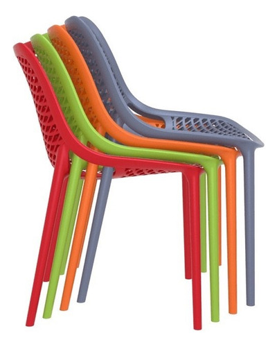 Pack 4 Sillas Comedor Resistent Exteriores, Lavables, City Color Negro