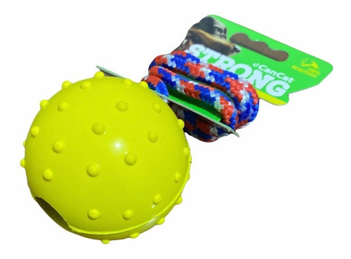 Pelota Resistente Perro Con Soga Nylon Strong Color Amarillo
