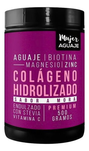 Colageno 500 Gramos Con Stevia, Aguaje & Biotina(sabor Mora)