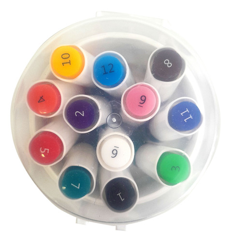 Marcadores Acrílicos Doble Punta X 12 Colores, Nuwa - 13706 Varios